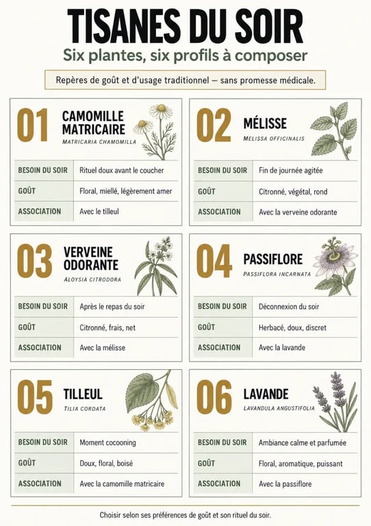 Infographie comparative des plantes pour une tisane pour dormir