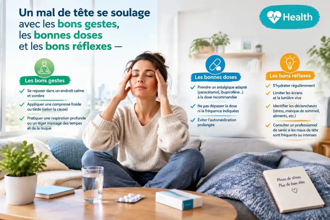 Un mal de tête se soulage avec les bons gestes, les bonnes doses et les bons réflexes
