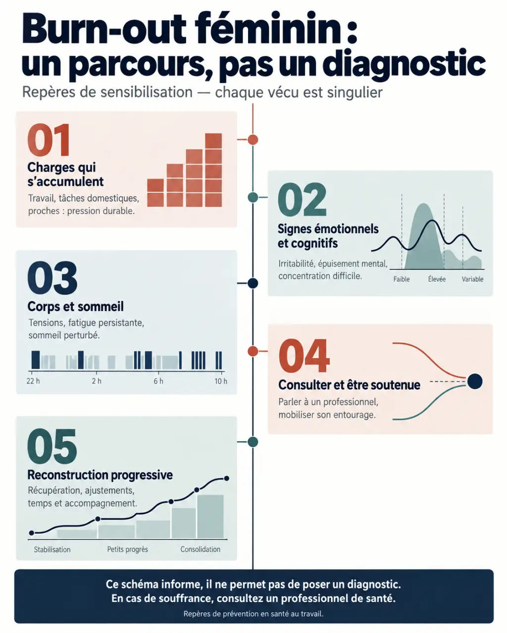 Burn out feminin : schéma des signes, de la consultation et de la reconstruction
