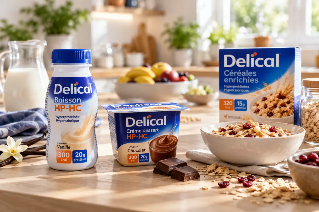 Complément alimentaire Delical : choisir entre boisson HP-HC, crème et céréales